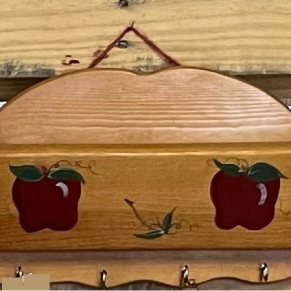 Vintage wooden letter holder painted Red Apples